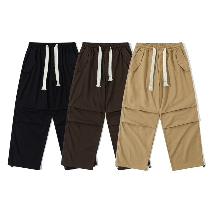 Unisex Weite Utility-Cargohose mit elastischem Bund, Kordelzug und verstellbarem Saum Drune