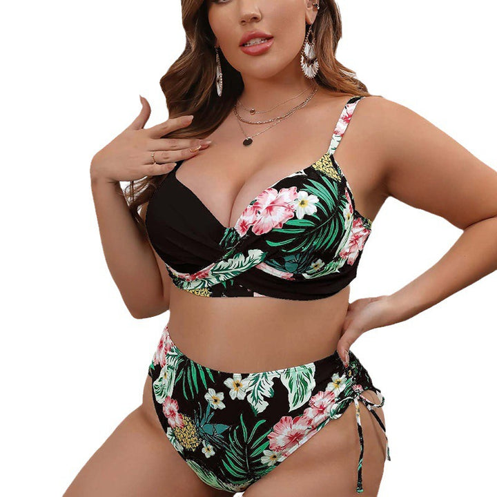 Damen Hochtailliertes Bikini-Set mit floralem Oberteil Drune