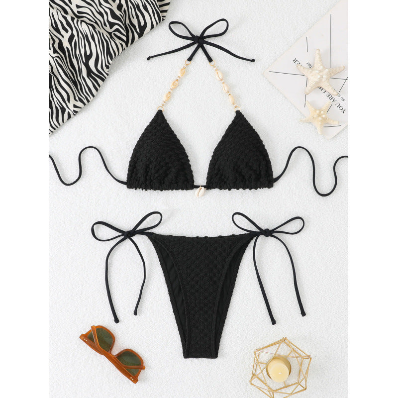Damen Häkel-Bikini-Set mit verstellbaren Seitenschnüren und einzigartigem Design Drune