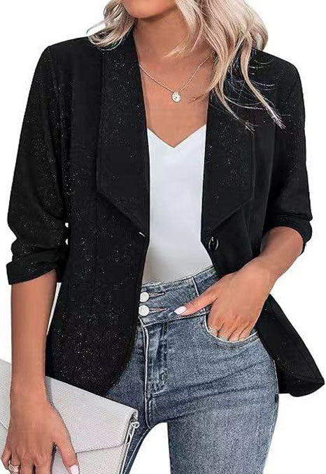 Damen Kurzblazer mit 3/4-Ärmeln, taillierter Silhouette und Ein-Knopf-Verschluss Drune