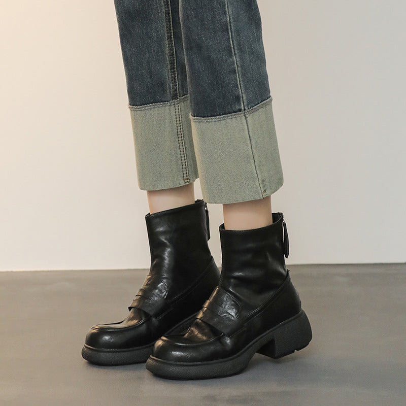 Damen Ankleboot im Loafer‑Moccasin‑Look mit sculpted Blockabsatz und Zuglasche Drune