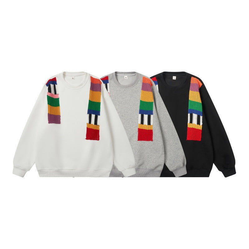 Unisex Oversize-Sweatshirt mit Strickapplikationen und Rundhalsausschnitt Drune