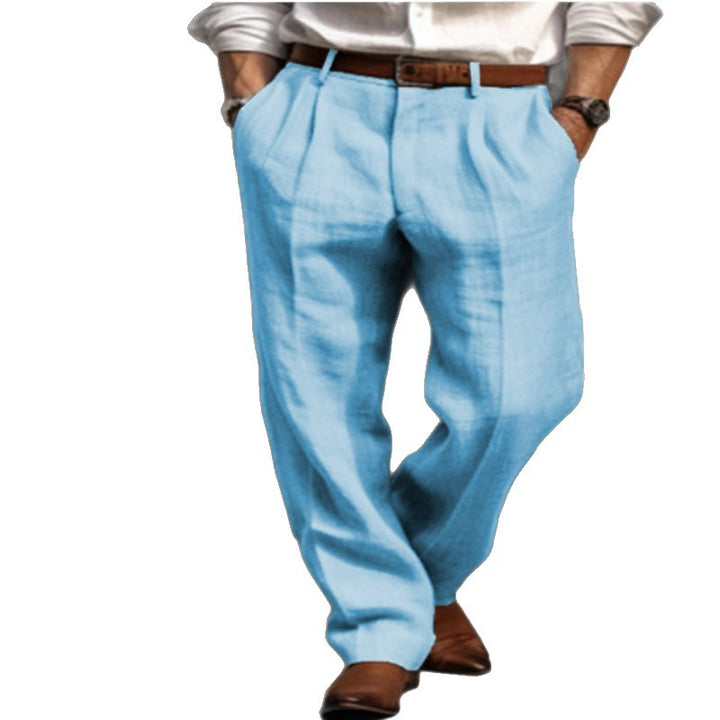 Herren Leinenhose mit weitem Schnitt und Bundfalten Drune