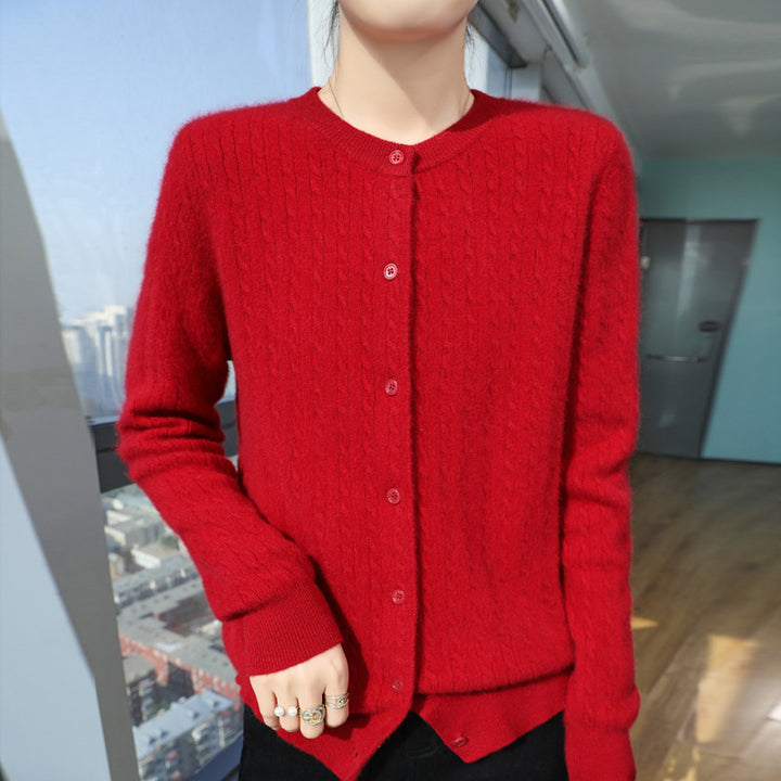 Damen Kurzgeschnitteter Feinstrick-Cardigan mit dezenter Struktur und Rundhalsausschnitt Drune