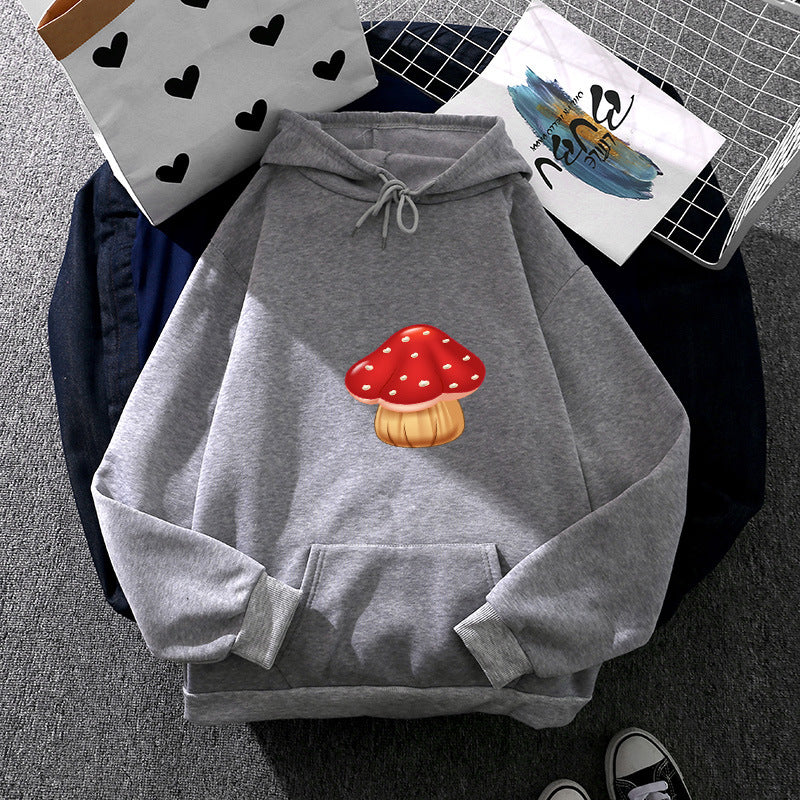 Damen nan leichter Oversize Kapuzenpullover mit Herz‑EKG‑Motiv, langen Kordeln und elastischem Bund Drune