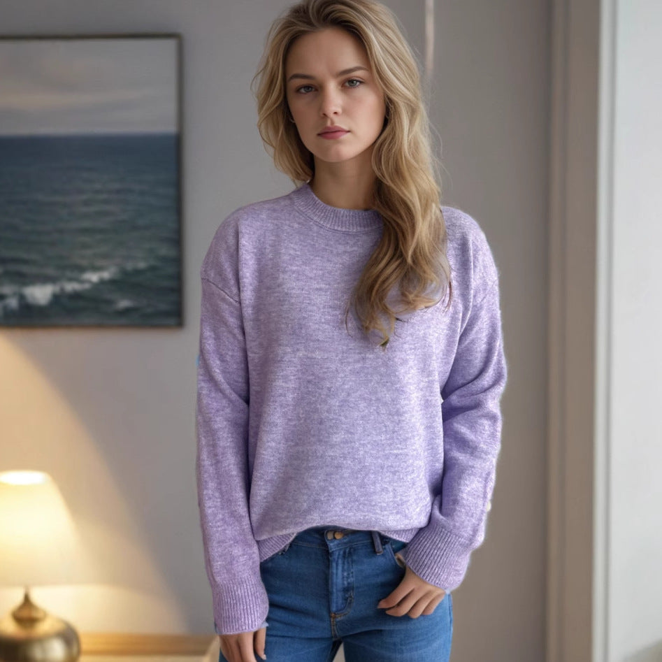Damen lässiger Pullover mit weitem Schnitt und modernem Rippstrickdesign Drune