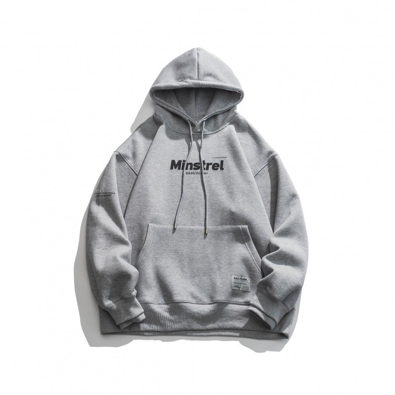 Unisex Oversize-Kapuzenpullover mit minimalem Logoprint, Fleece-Innenfutter und Kängurutasche Drune
