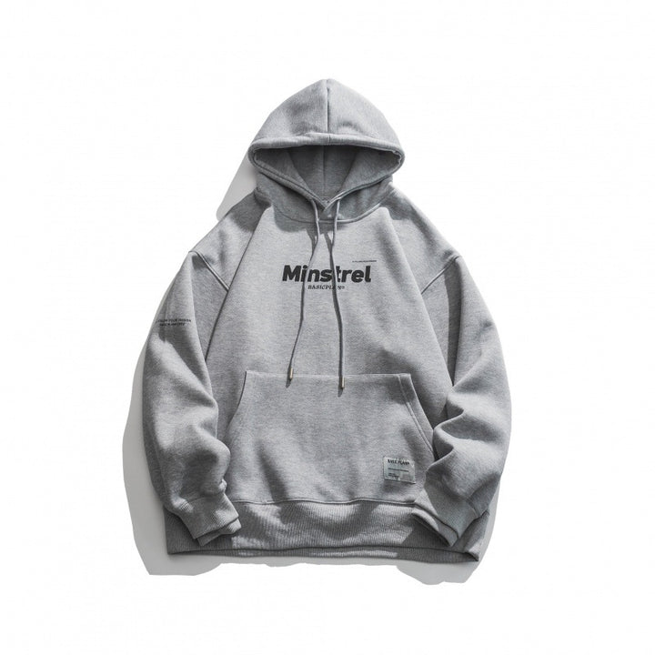 Unisex Oversize-Kapuzenpullover mit minimalem Logoprint, Fleece-Innenfutter und Kängurutasche Drune