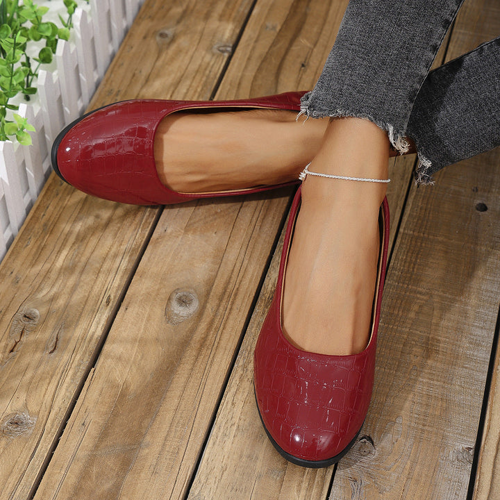 Damen Komfortable Ballerinas mit elegantem Krokodilmuster Drune