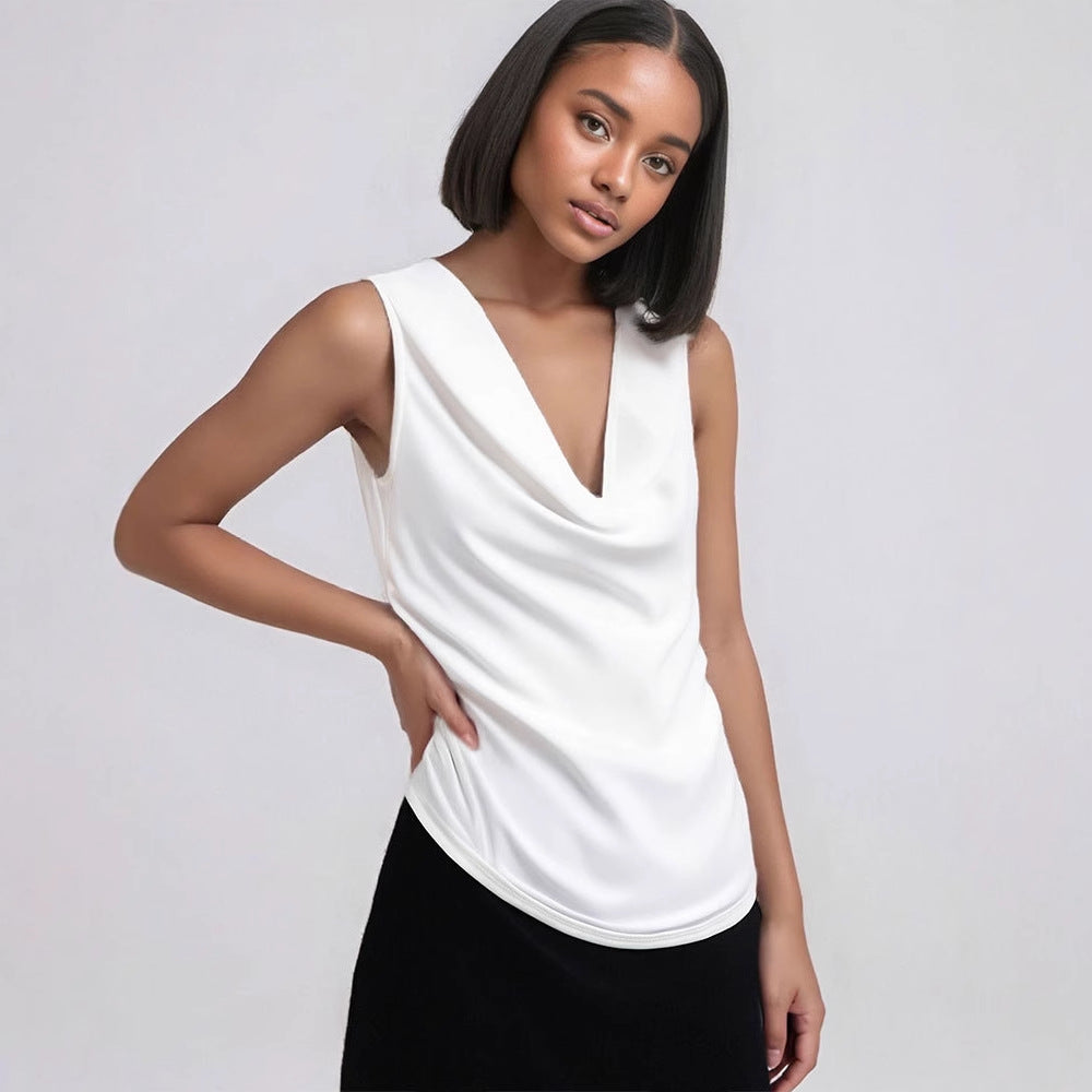 Damen elegant drapiertes Top Drune