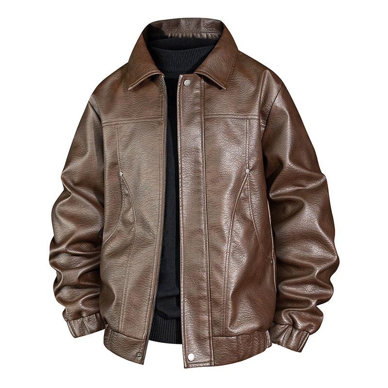 Herren Modische Kunstleder-Bomberjacke Drune
