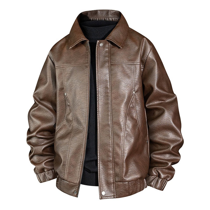 Herren Modische Kunstleder-Bomberjacke Drune