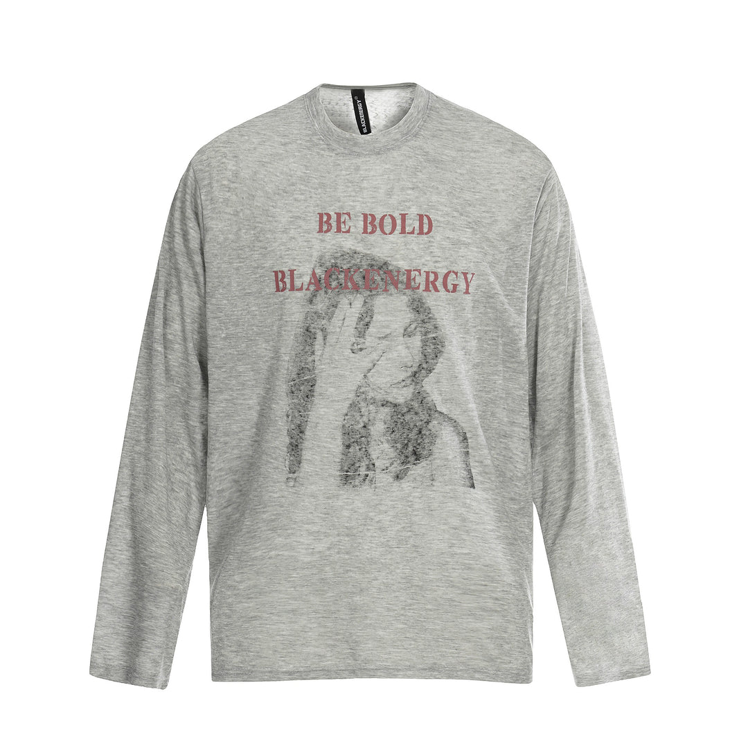 Unisex Langärmeliges Baumwollshirt mit Vintage-Print und relaxed Fit Drune