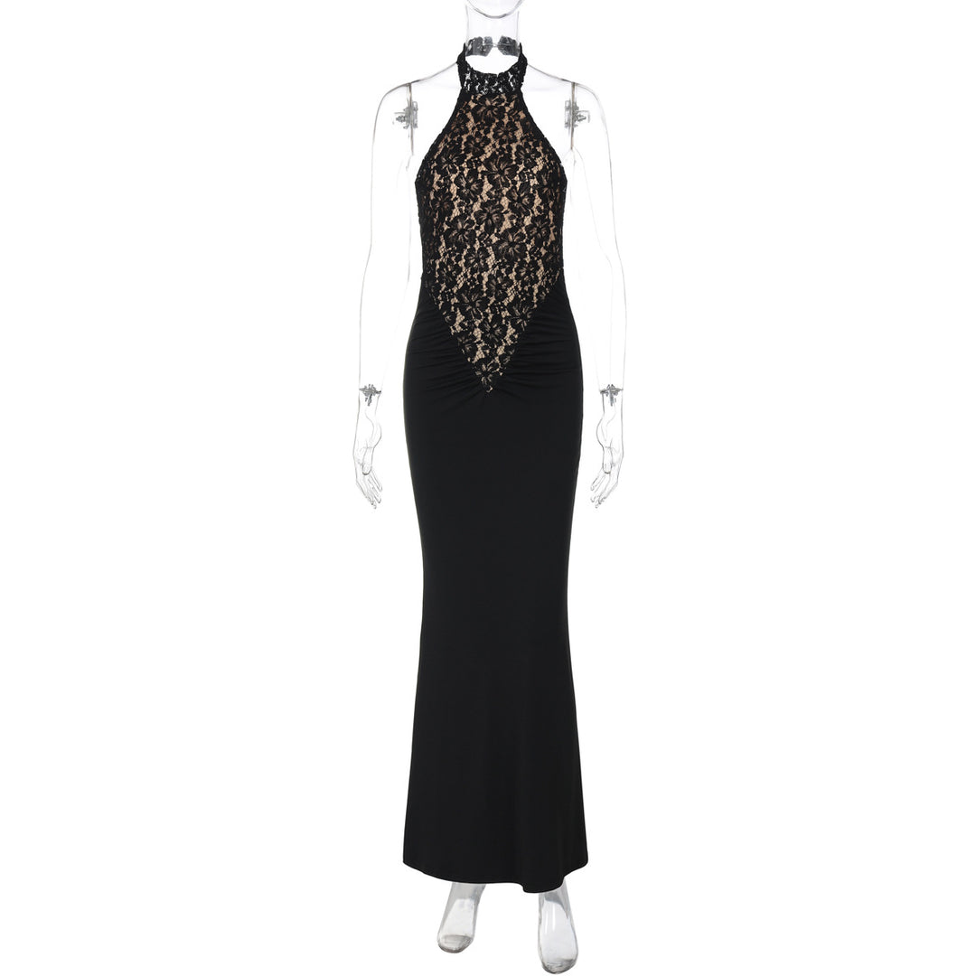 Damen Elegantes Abendkleid mit Spitzenoberteil Drune