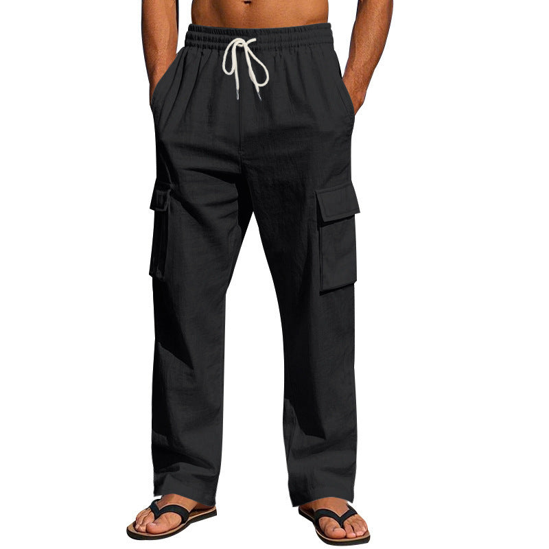 Herren Weit geschnittene Cargo-Hose aus leichtem Ripstop mit elastischem Bund und Klappentaschen Drune