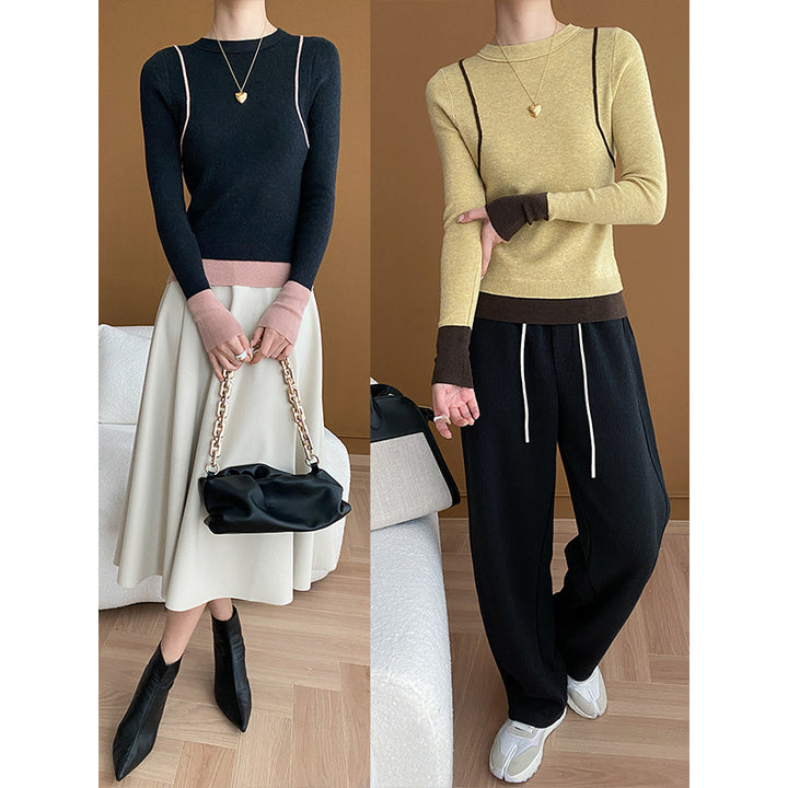Damen Strickpullover mit modischem Design und Blickfang-Akzenten Drune