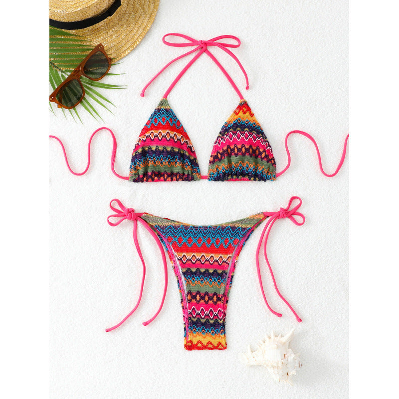 Damen Triangel-Bikini mit farbenfrohem Muster Drune