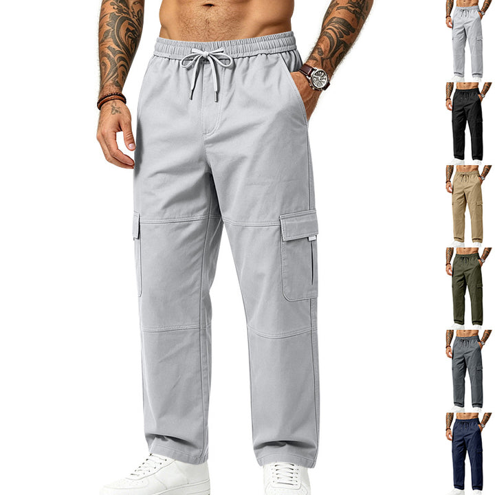 Herren locker geschnittene multifunktionale Cargohose aus Baumwollmischung mit Kordelbund Drune