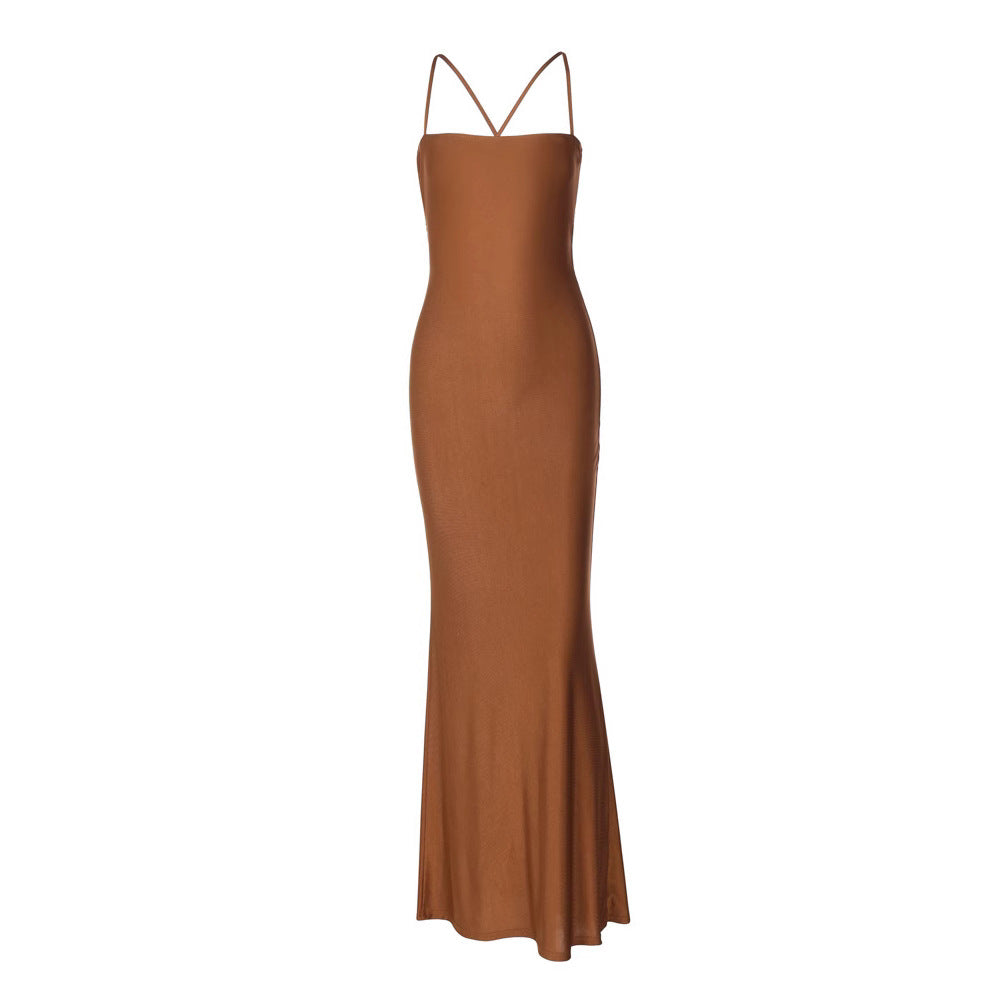 Damen Maxi-Kleid mit schmalem Trägerdesign und fließendem Schnitt Drune