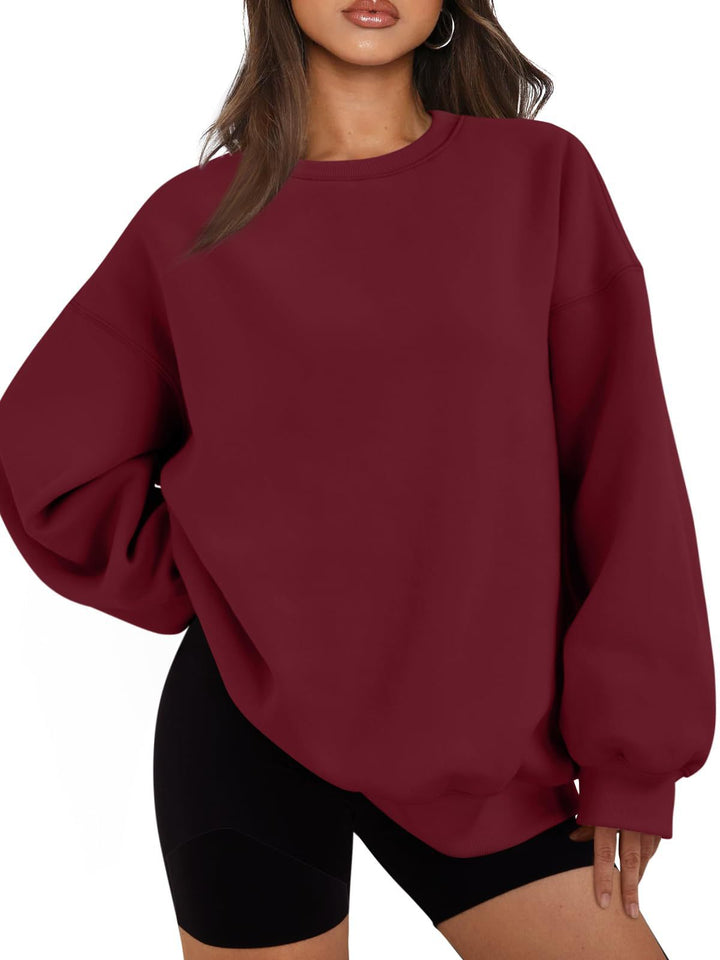 Damen nan Boxy-Crewneck-Sweat mit extraweiter Passform, Raglanärmeln und weichem Fleece-Innenfutter Drune