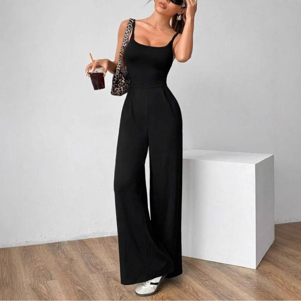 Damen Eleganter Jumpsuit mit weitgeschnittenen Beinen und schmeichelndem Oberteil Drune