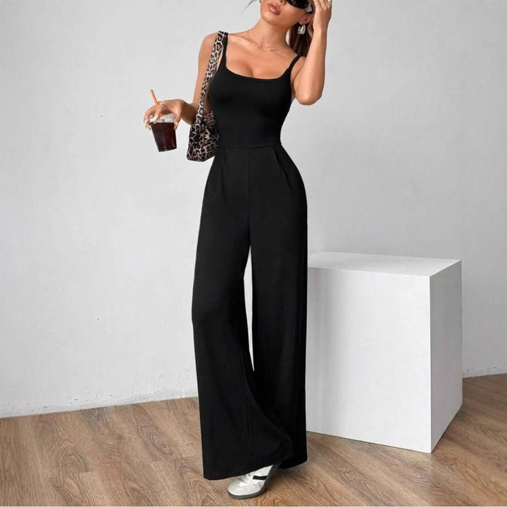 Damen Eleganter Jumpsuit mit weitgeschnittenen Beinen und schmeichelndem Oberteil Drune