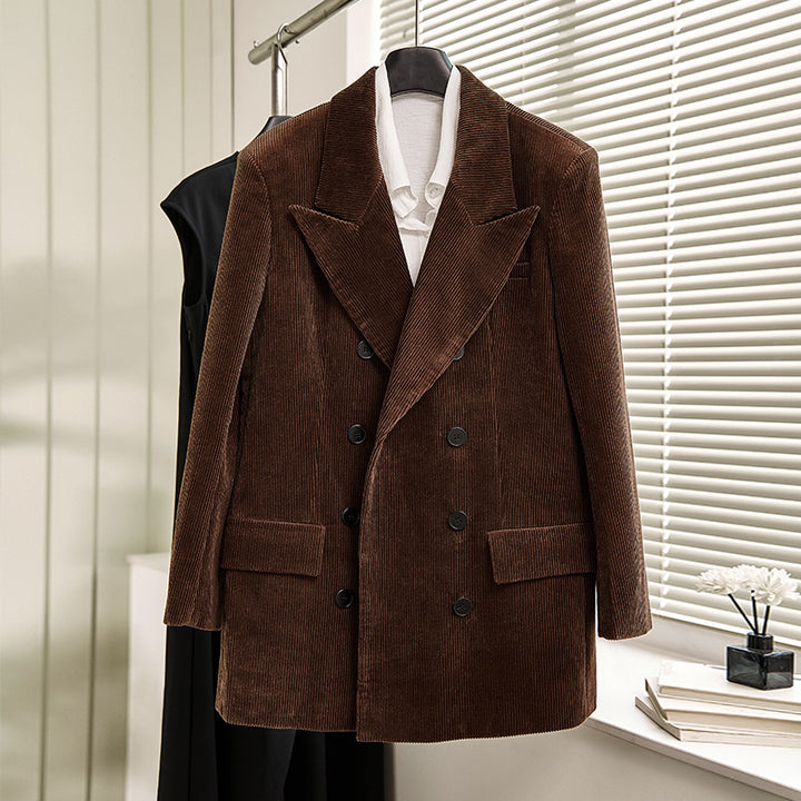 Damen eleganter Cordblazer mit doppelter Knopfreihe und klassischem Schnitt Drune