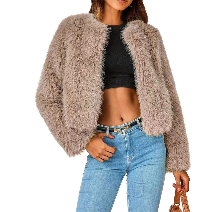 Damen Fleecejacke mit luxuriösem Fell-Design und voluminösen Ärmeln Drune
