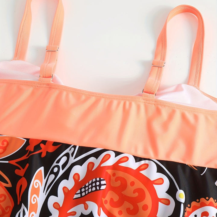 Damen Tankini Set mit verspieltem Druck und modischen Details Drune