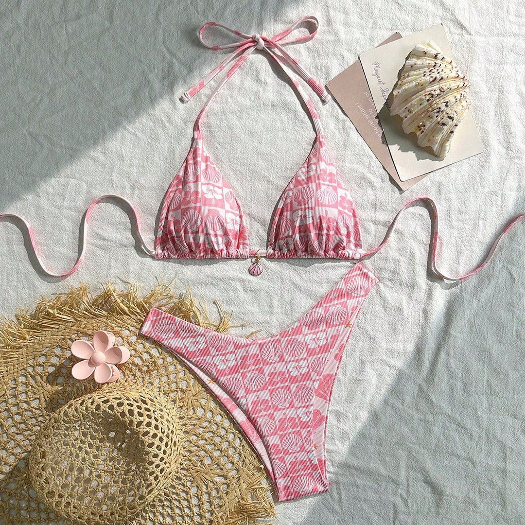 Damen Triangel-Bikini mit maritimen Muschelmuster Drune