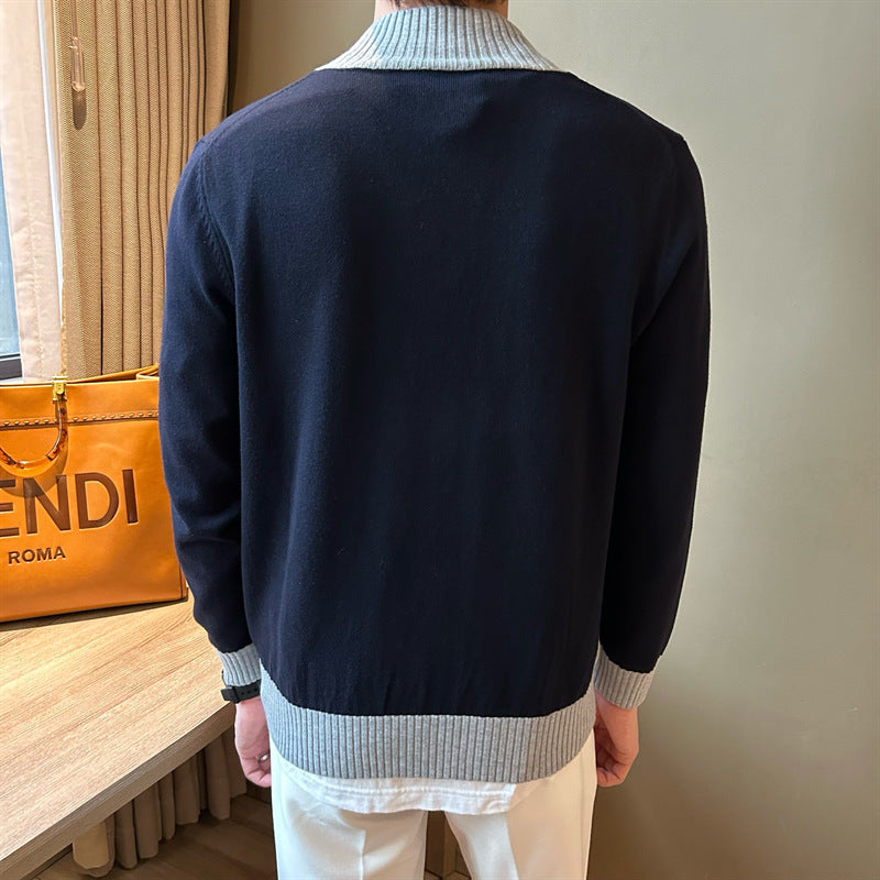 Herren Elegante Strickjacke mit Stehkragen Drune