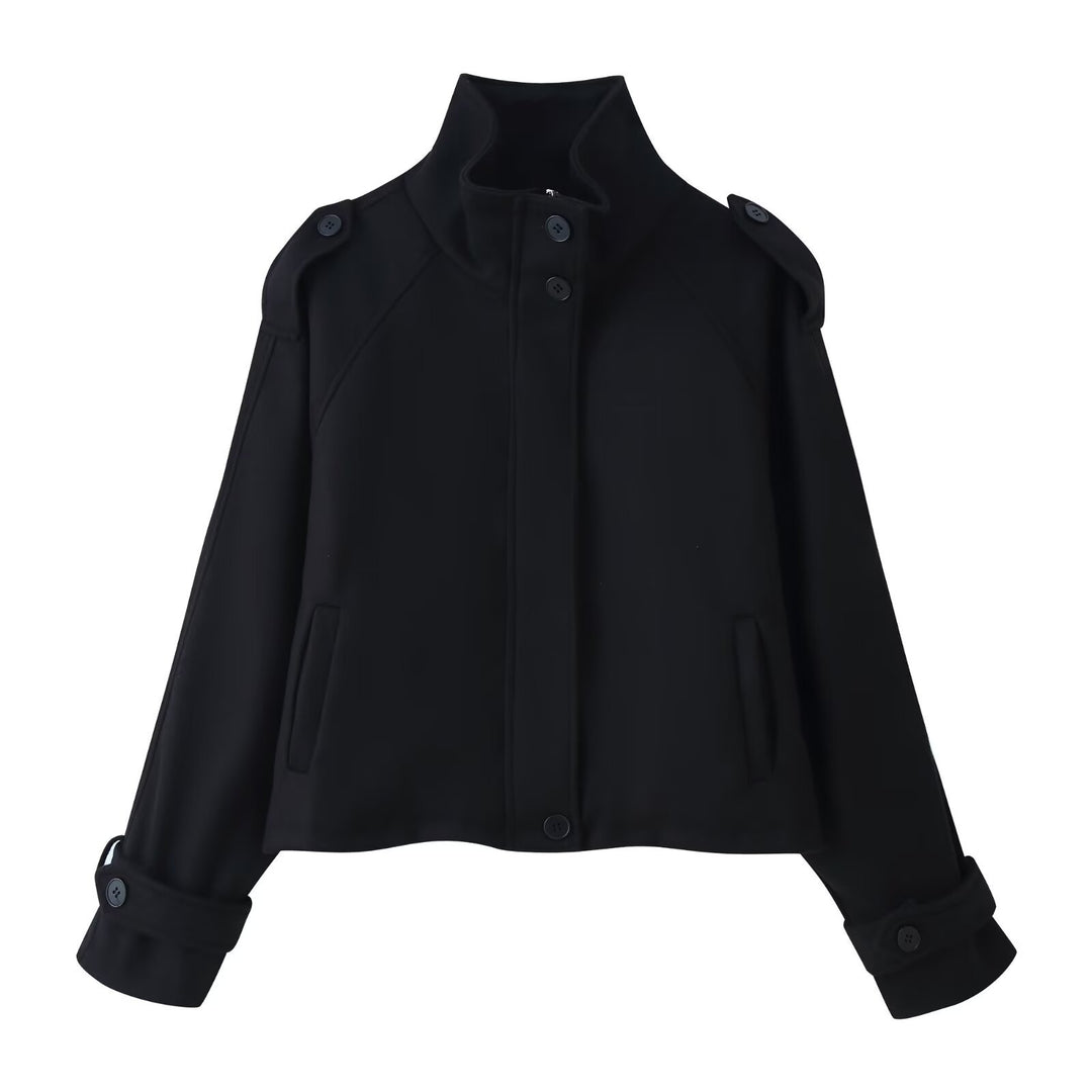 Damen 90+ kurzgeschnitteter Wollmix‑Blouson mit Funnelkragen und Taillierungsdetails Drune