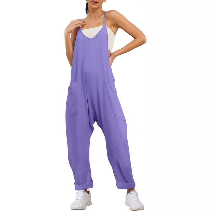 Damen Lässiger Overall mit tiefem Ausschnitt und praktischen Taschen Drune