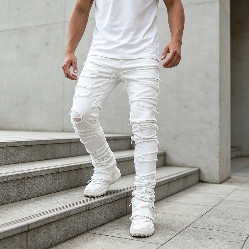 Herren Zerrissene Skinny Jeans Drune