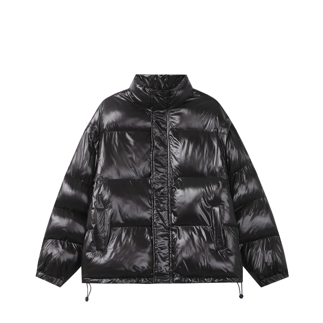 Unisex Glänzende Boxy‑Wattierte Oversize‑Pufferjacke mit hohem Stehkragen Drune