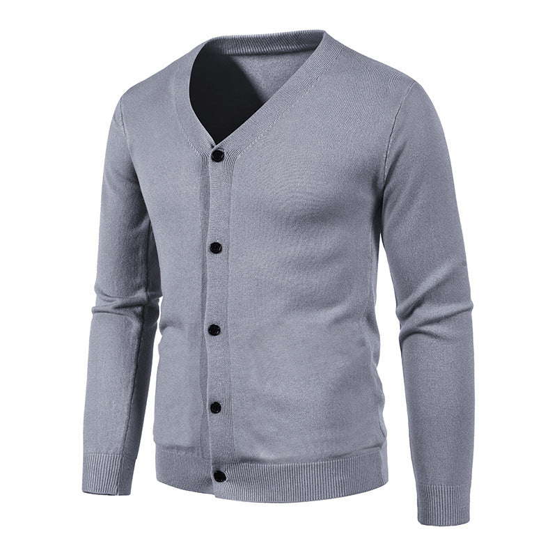Herren Feinstrick-Cardigan mit V-Ausschnitt, schmaler Passform und Knopfleiste Drune