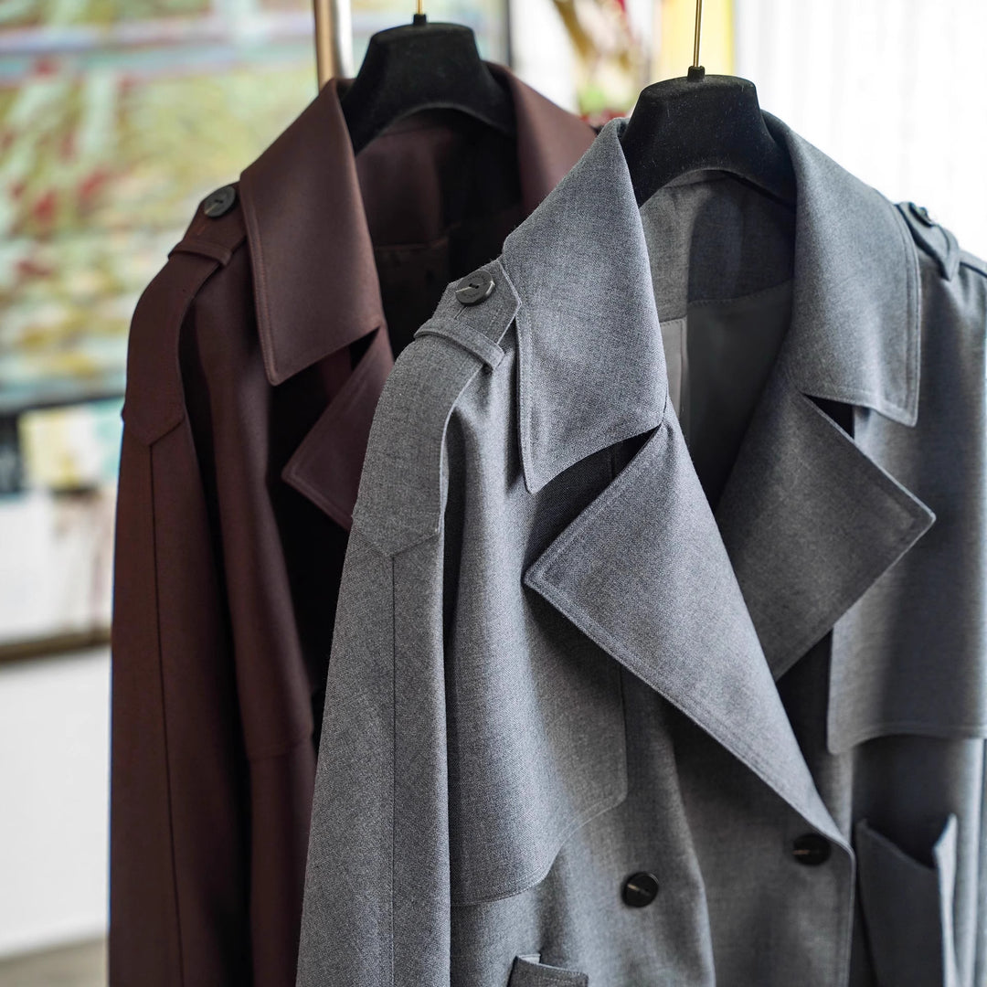 Damen Modischer Trenchcoat mit Taillengürtel Drune