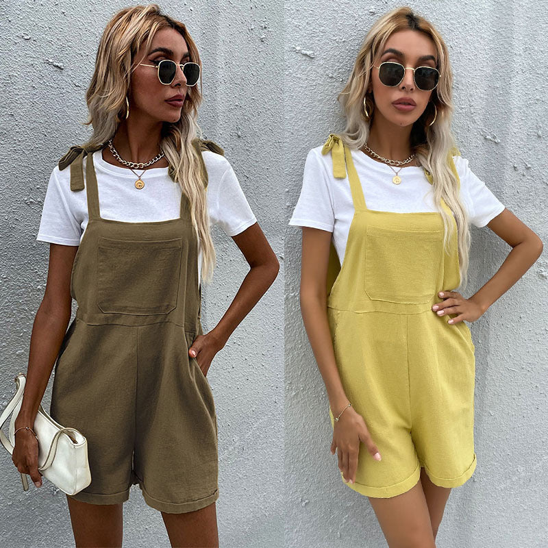 Damen Latzshorts mit praktischen Taschen und verstellbaren Trägern Drune
