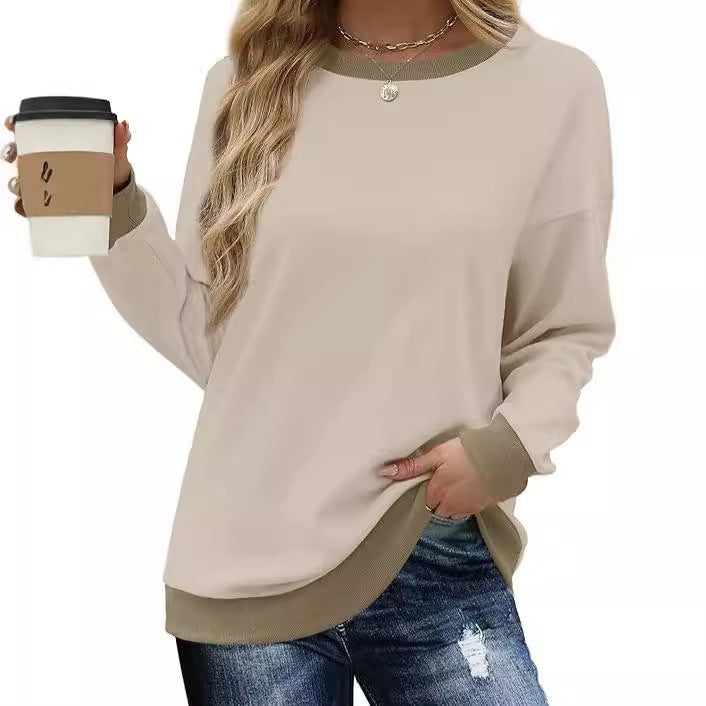 Damen bequemer Sweatshirt mit Raglanärmeln und dekorativem Kragen Drune
