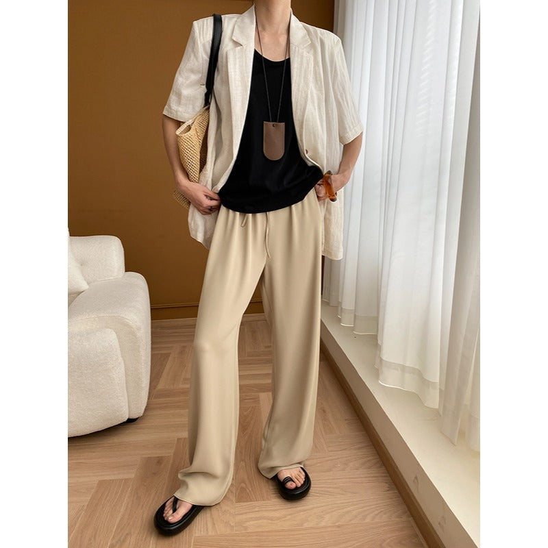 Damen Eleganter Leinenblazer mit kurzen Ärmeln Drune