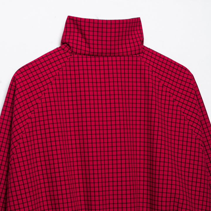 Damen Karierte Cropped Jacke mit Stehkragen und Reißverschluss Drune