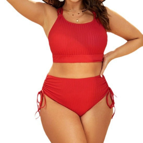 Damen Hochgeschnittener Bikini mit verstellbaren Kordeln Drune