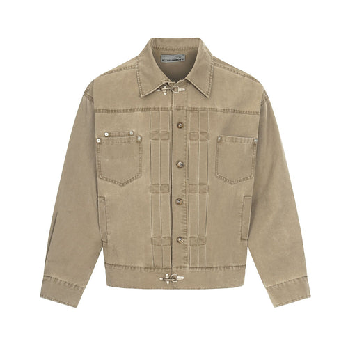 Herren Canvas-Utility-Blousonjacke mit Tunnelzug und Ziersteppungen Drune