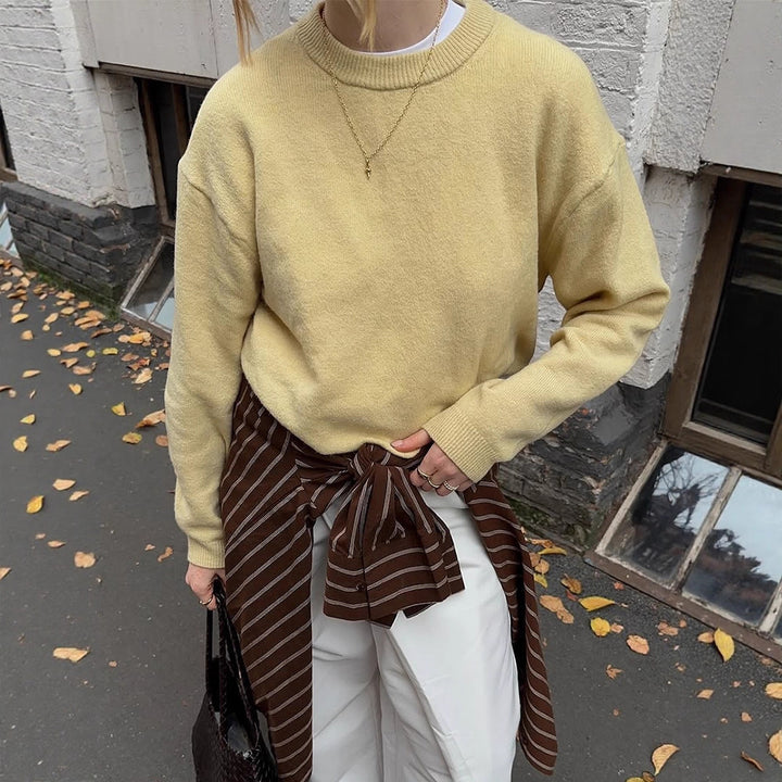 Damen Boxy Feinstrickpullover mit Raglanärmeln und geripptem Bündchen Drune
