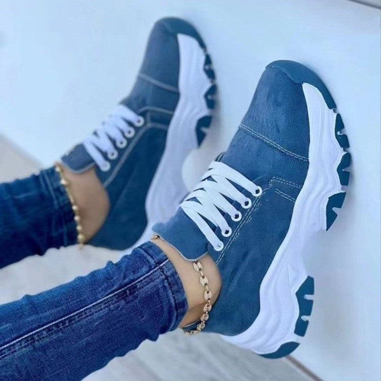 Damen Plateau-Sneaker mit markanter Profilsohle und Kontrastnähten Drune