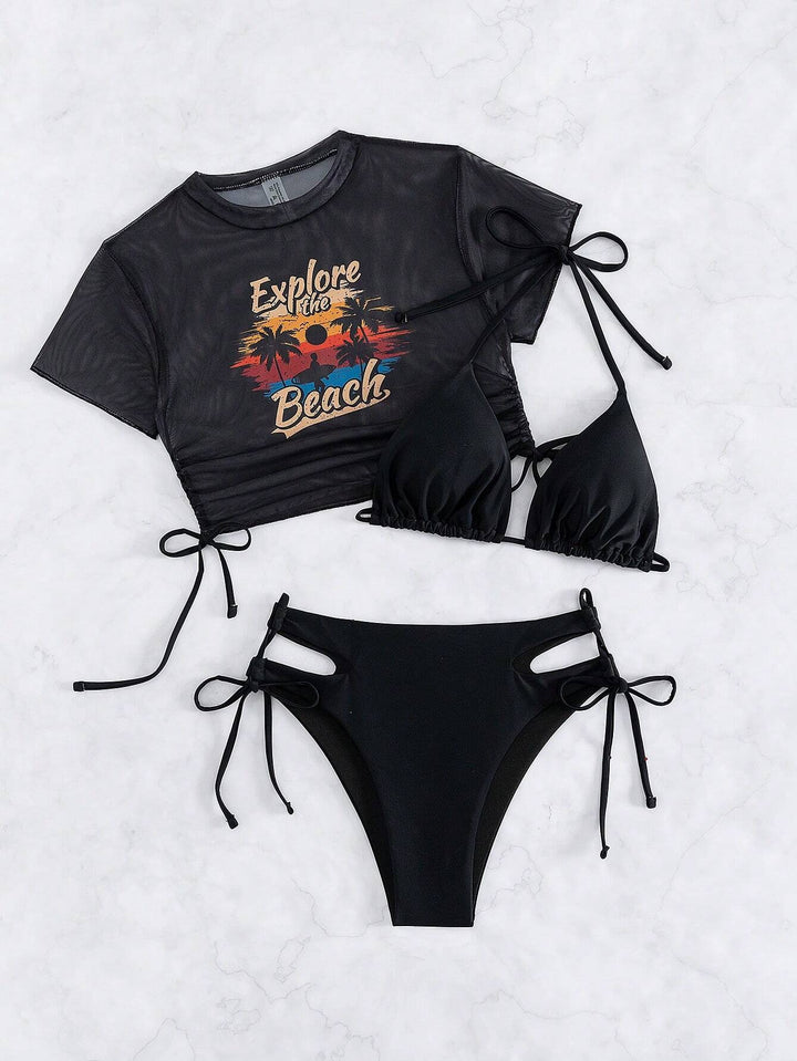 Damen Set mit Crop-Top und Triangel-Bikini Drune