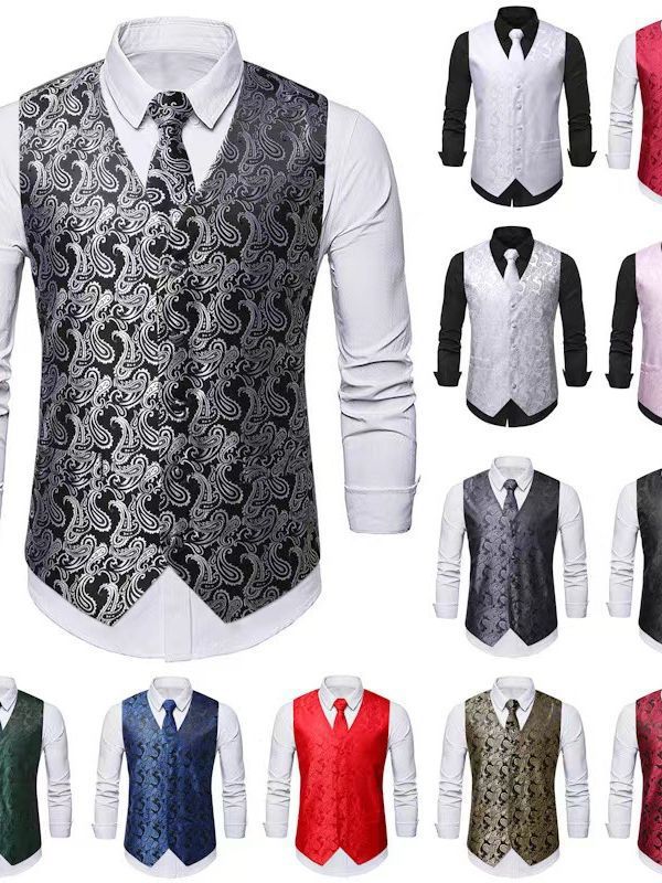 Herren elegantes Weste-Anzugset mit passendem Krawatte und Einstecktuch Drune