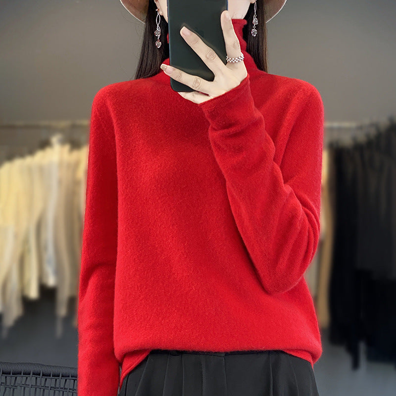 Damen Weicher Feinstrick-Rollkragenpullover mit kaschmirähnlicher Haptik und verlängerten Bündchen Drune