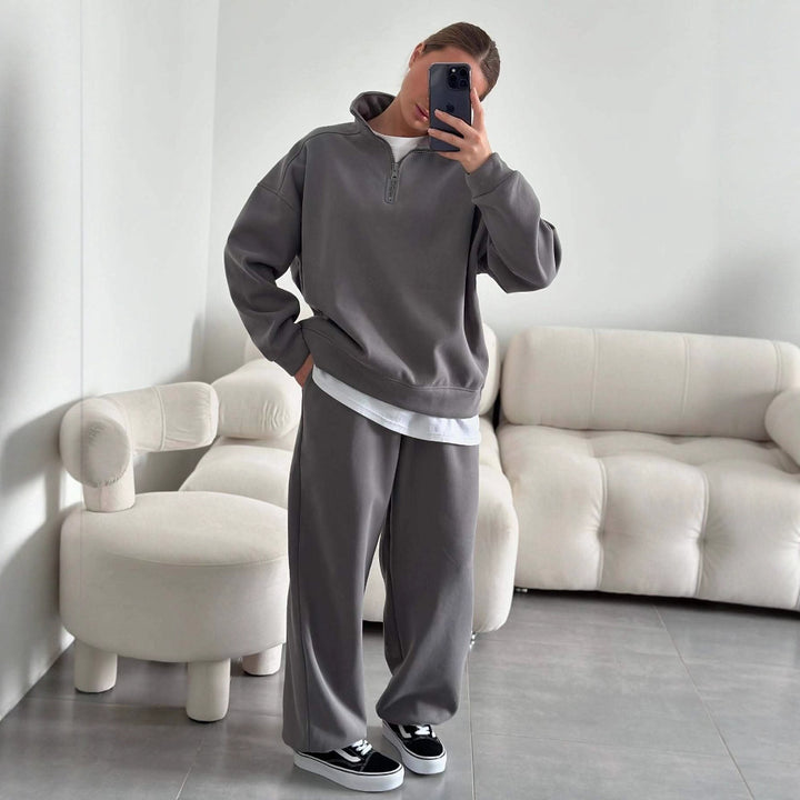 Damen bequemer Fleece-Zip-Hoodie mit lässigem Schnitt und weiten Ärmeln Drune