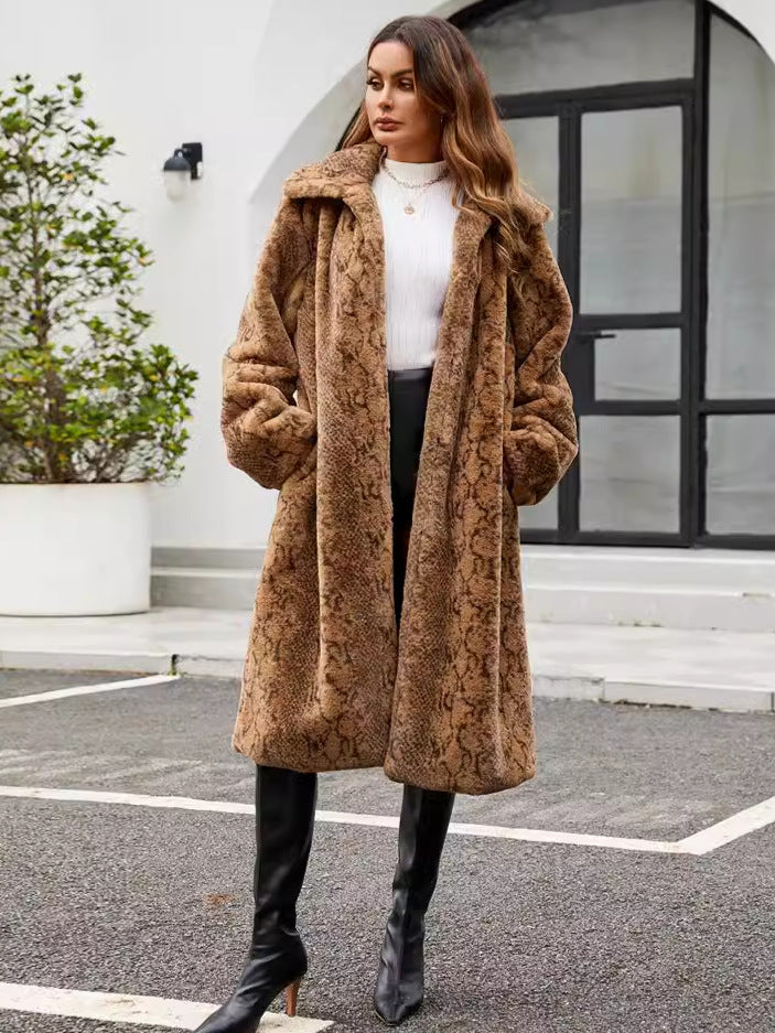 Damen Elegante und stilvolle Kunstpelzmantel Drune